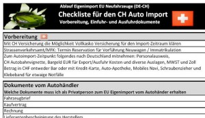 Neue Checkliste zum EU Autoimport (alle Dokumente/Formulare)